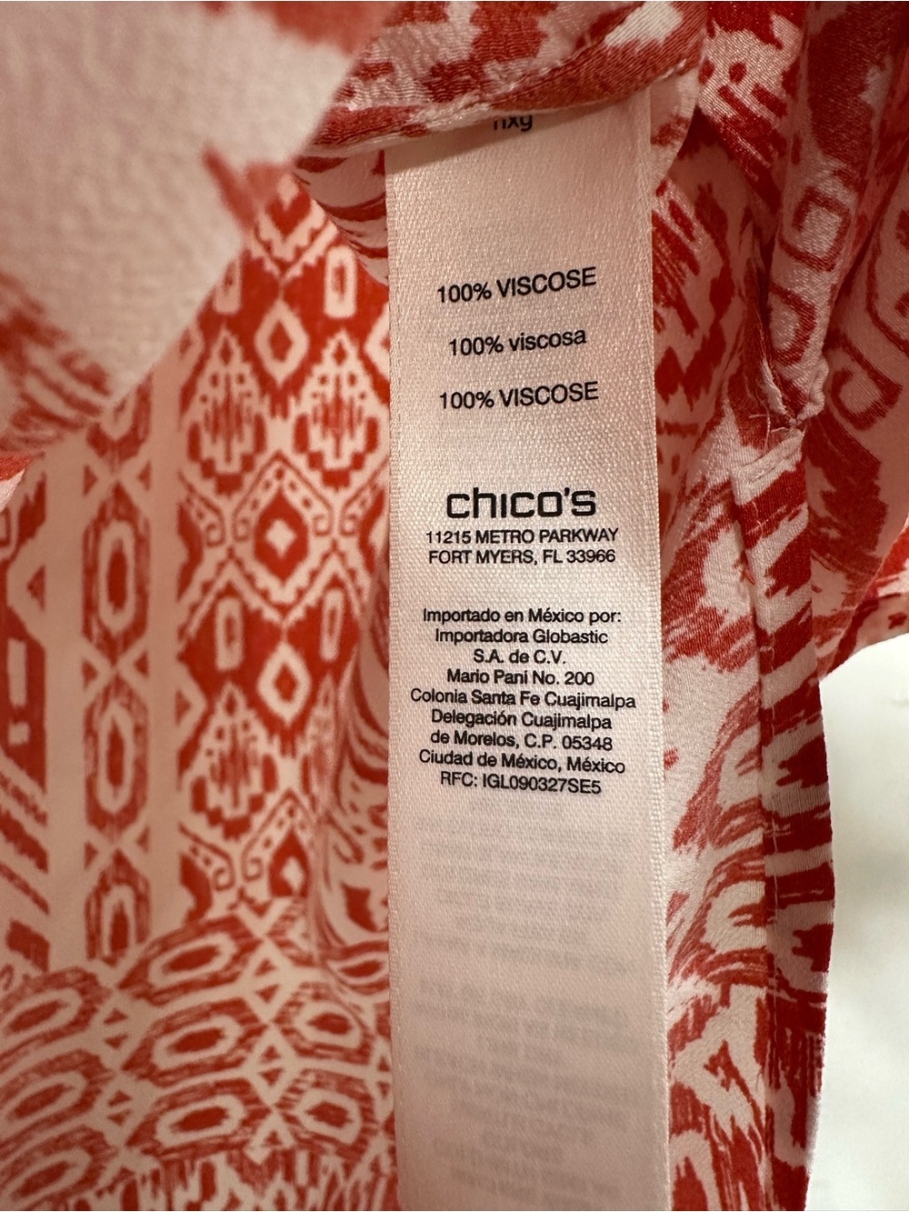 Chicos Tunic Dress Top 3 XL Orange White Batik Sleeveless Coastal Resort Artsy - Picture 8 of 10